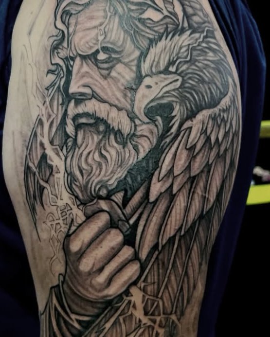 Zeus con águila en el hombro, en proceso